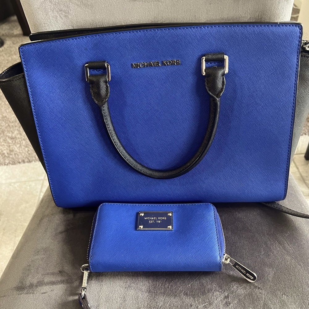 Michael Kors satchel with matching wristlet